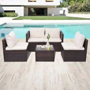 Rattan Loungeset voor Tuin en Terras All Year Round - Bruin - Tuinsets