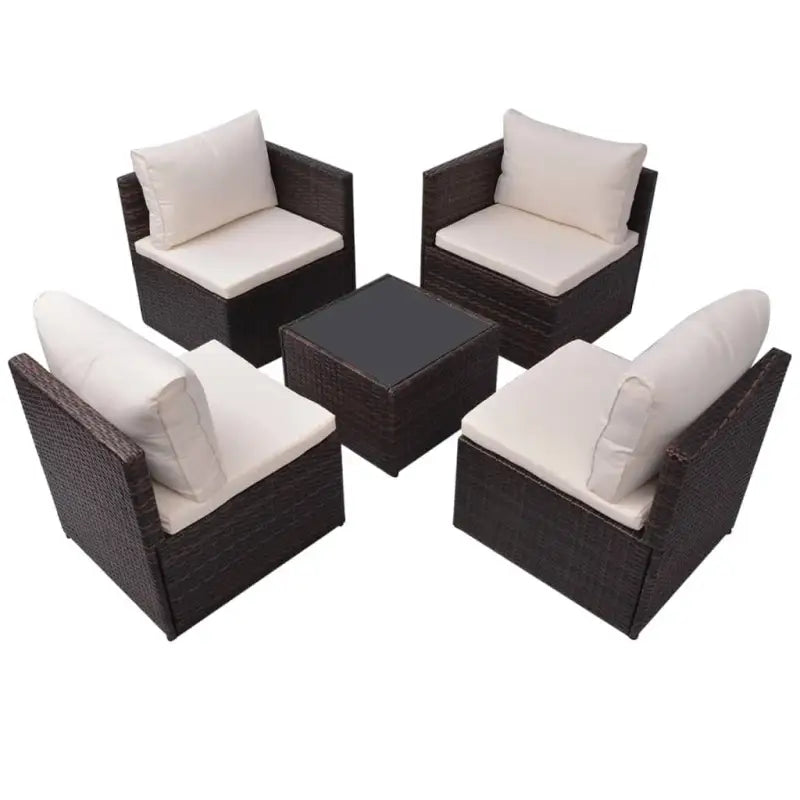 Rattan Loungeset voor Tuin en Terras All Year Round - Bruin - Tuinsets