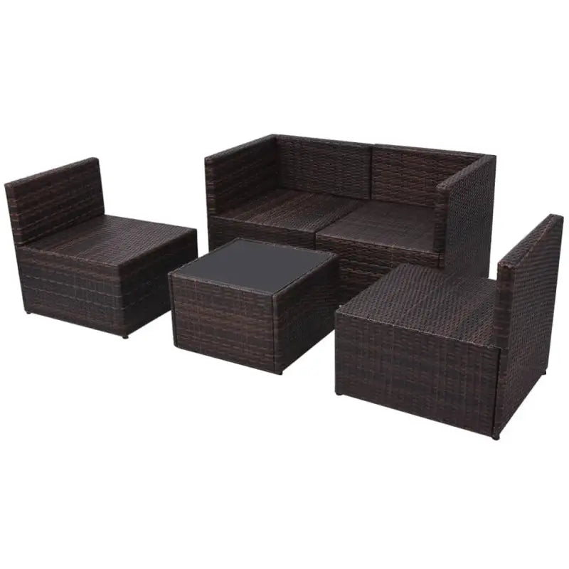 Rattan Loungeset voor Tuin en Terras All Year Round - Bruin - Tuinsets