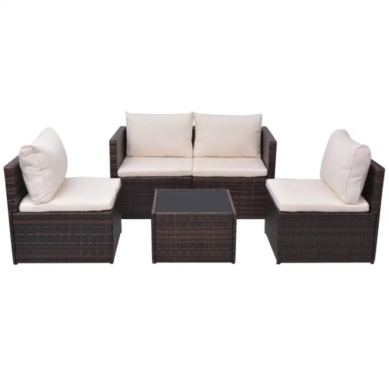 Rattan Loungeset voor Tuin en Terras All Year Round - Bruin - Tuinsets