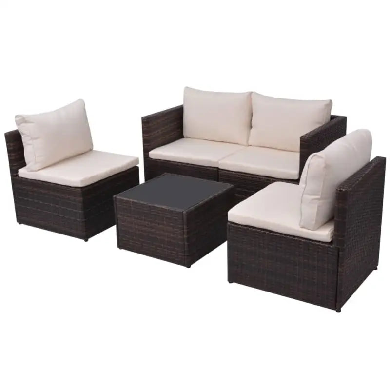 Rattan Loungeset voor Tuin en Terras All Year Round - Bruin - Tuinsets