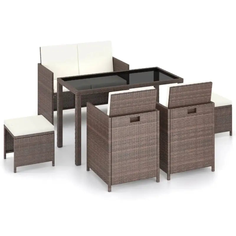 Rattan Tuinset met Glazen Tafelblad en Levering Bevat - Tuinsets