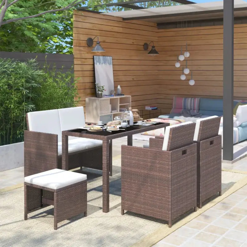 Rattan Tuinset met Glazen Tafelblad en Levering Bevat - Tuinsets