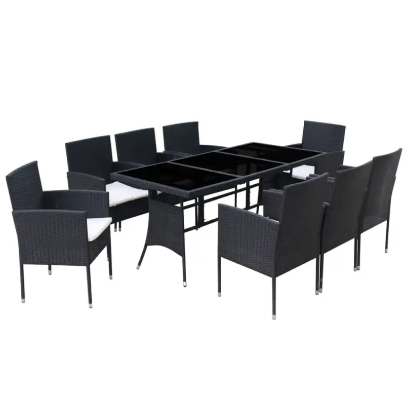 Rattan tuinset met stalen frame en verwijderbare zitkussens - Zwart - Tuinsets