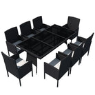 Rattan tuinset met stalen frame en verwijderbare zitkussens - Zwart - Tuinsets