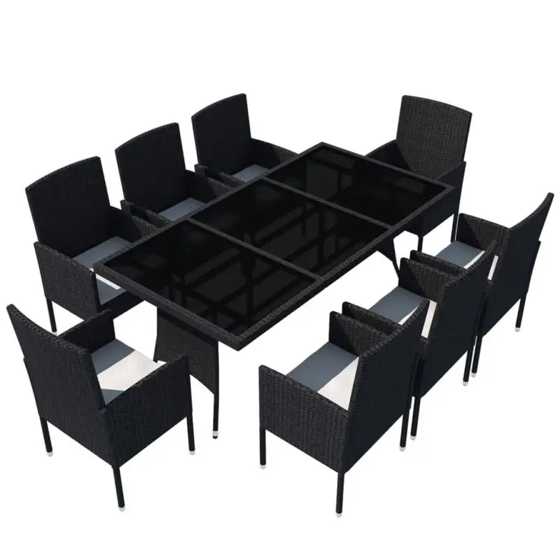 Rattan tuinset met stalen frame en verwijderbare zitkussens - Zwart - Tuinsets