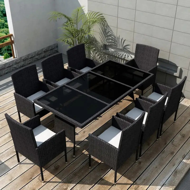 Rattan tuinset met stalen frame en verwijderbare zitkussens - Zwart - Tuinsets