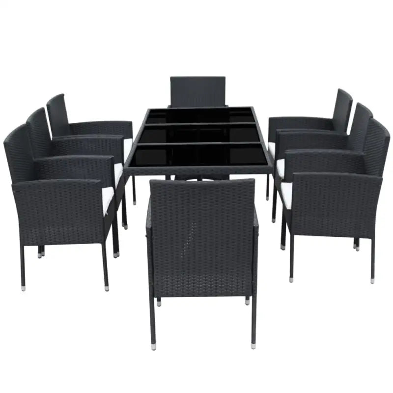 Rattan tuinset met stalen frame en verwijderbare zitkussens - Zwart - Tuinsets