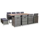 Rattan Tuinset voor Eten En Ontspanning in Moderne Stijl - 8x Fauteuil + 4x voetensteun + Tafel - Tuinsets
