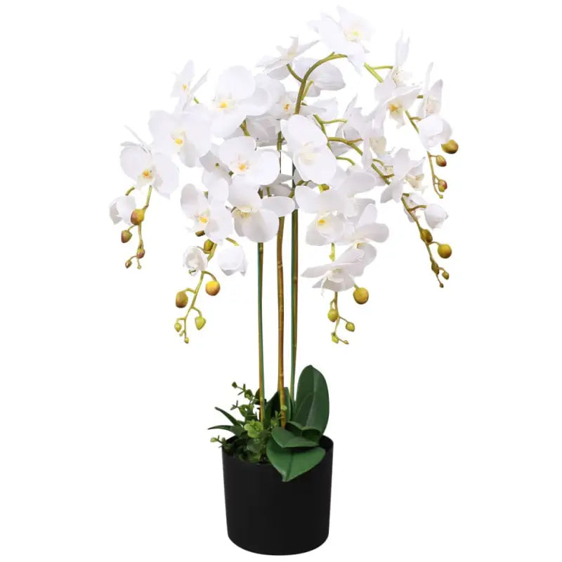 Realistische orchidee kunstplant voor een groene touch in huis of kantoor - Wit / 75 cm / 1 - Kunstplanten