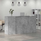 Receptiebalie in bewerkt hout met ingebouwde balie voor verschillende omgevingen - Betongrijs / 200 x 50 x 103.5 cm