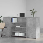 Receptiebalie in bewerkt hout met ingebouwde balie voor verschillende omgevingen - Betongrijs / 200 x 50 x 103.5 cm