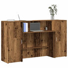 Receptiebalie met ingebouwde balie voor verschillende omgevingen in bewerkt hout - Oud hout / 180 x 50 x 103.5 cm
