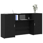 Receptiebalie met ingebouwde balie voor verschillende omgevingen in bewerkt hout - Zwart / 200 x 50 x 103.5 cm - Bureaus