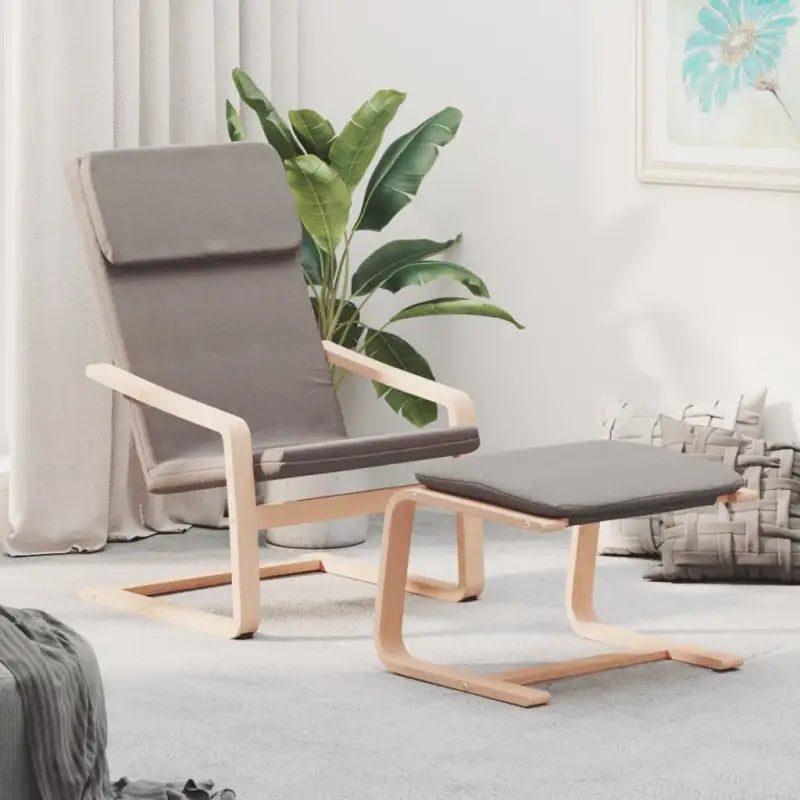 Relaxfauteuil met voetenbank met massief berkenhout en ruime breedte - Taupe / 1 - Fauteuils & Relaxfauteuils