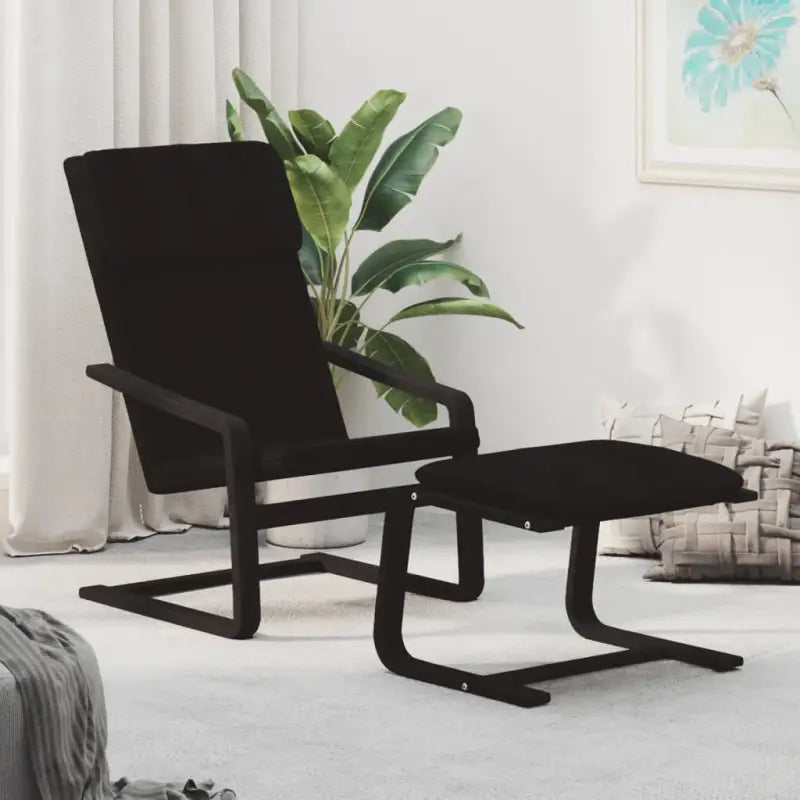 Relaxfauteuil met voetenbank met massief berkenhout en ruime breedte - Zwart / 1 - Fauteuils & Relaxfauteuils