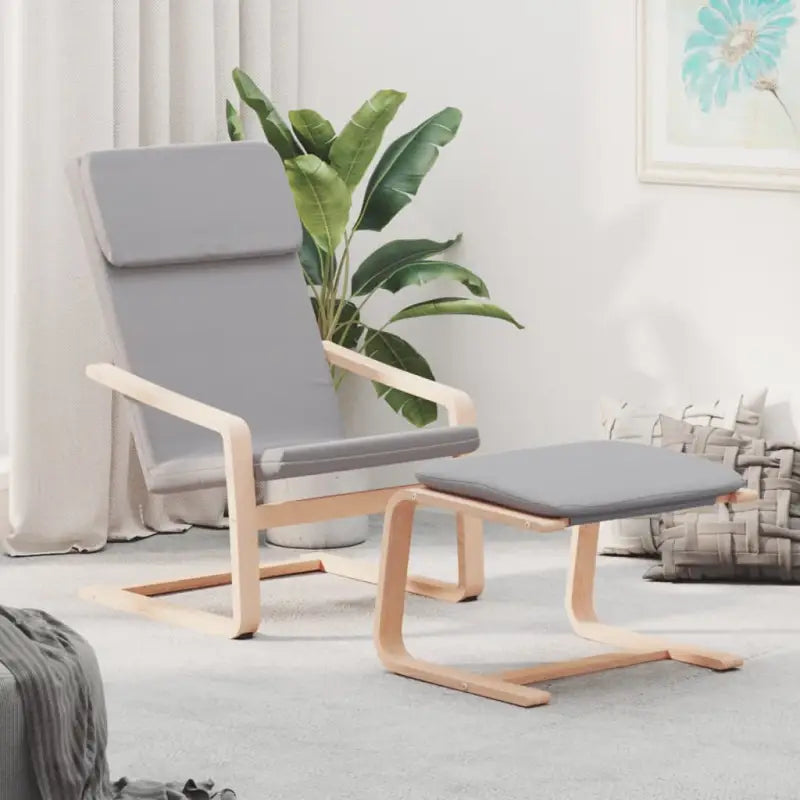Relaxfauteuil met voetenbank met massief berkenhout en ruime breedte - Lichtgrijs / 1 - Fauteuils & Relaxfauteuils
