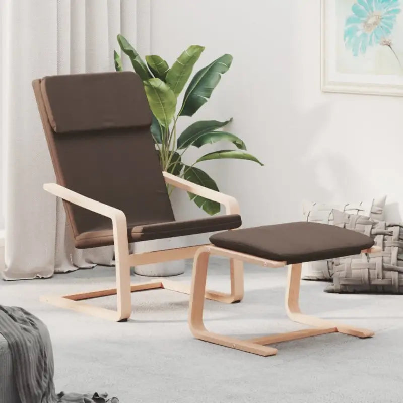 Relaxfauteuil met voetenbank met massief berkenhout en ruime breedte - Bruin / 1 - Fauteuils & Relaxfauteuils