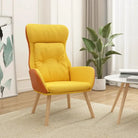 Relaxfauteuil met voetenbank van massief rubberwood en duurzaam materiaal - Geel / 1 / Zonder voetensteun - Fauteuils &