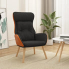 Relaxfauteuil met voetenbank van massief rubberwood en duurzaam materiaal - Zwart / 1 / Zonder voetensteun - Fauteuils