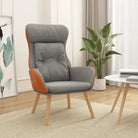Relaxfauteuil met voetenbank van massief rubberwood en duurzaam materiaal - Lichtgrijs / 1 / Zonder voetensteun