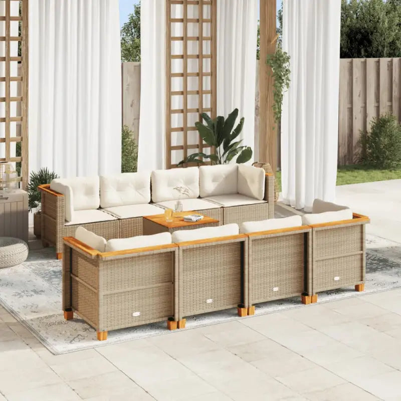 Relaxleuning tuinset met zwarte gepoedercoate staal en natuurlijke olieafwerking - Beige / Dichtgeweven - Tuinsets