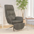 Relaxstoel met echt leer en graden draaibaar voor ultiem zitcomfort - Grijs / 1 / Stoel + voetenbank - Fauteuils &