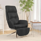 Relaxstoel met echt leer en graden draaibaar voor ultiem zitcomfort - Zwart / 1 / Stoel + voetenbank - Fauteuils &