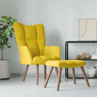 Relaxstoel met voetenbank met blokpatroon voor stijlvol comfort - Mosterdgeel / 1 / Met voetensteun - Fauteuils &