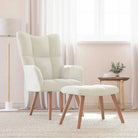 Relaxstoel met voetenbank met blokpatroon voor stijlvol comfort - Wit / 1 / Met voetensteun - Fauteuils & Relaxfauteuils