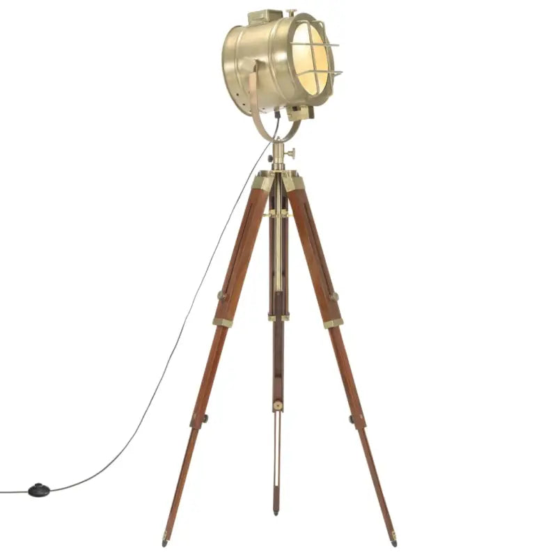 Retro driepoot vloerlamp met massief mangohout en vintage design - Koper / 1 - Lampen