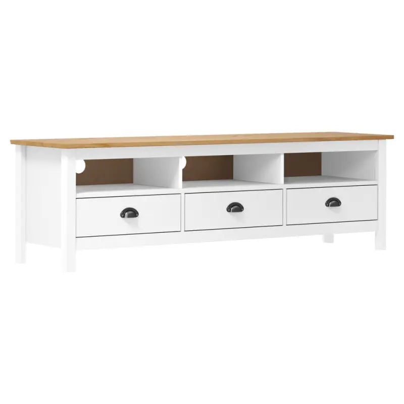 Retro tv-meubel van massief grenenhout met opvallend design - Wit en bruin / 1 - Tv-meubels