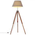 Retro vloerlamp van massief teakhout met vintage ontwerp - Bruin en grijs / 1 - Lampen