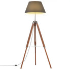 Retro vloerlamp van massief teakhout met vintage ontwerp - Bruin en zwart / 1 - Lampen