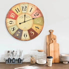 Retro wandklok voor keuken of woonkamer met grote wijzerplaat - kleurrijk / 60 cm - Wandklokken