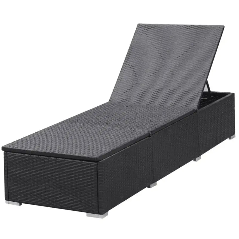 Rieten Ligbed voor Tuin en Terras - Zwart en wit / 1 - Ligstoelen