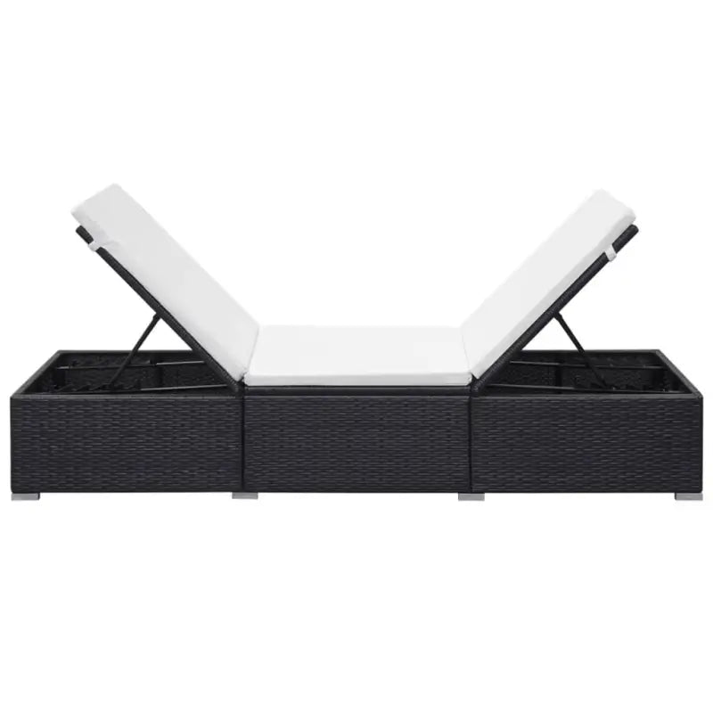 Rieten Ligbed voor Tuin en Terras - Zwart en wit / 1 - Ligstoelen