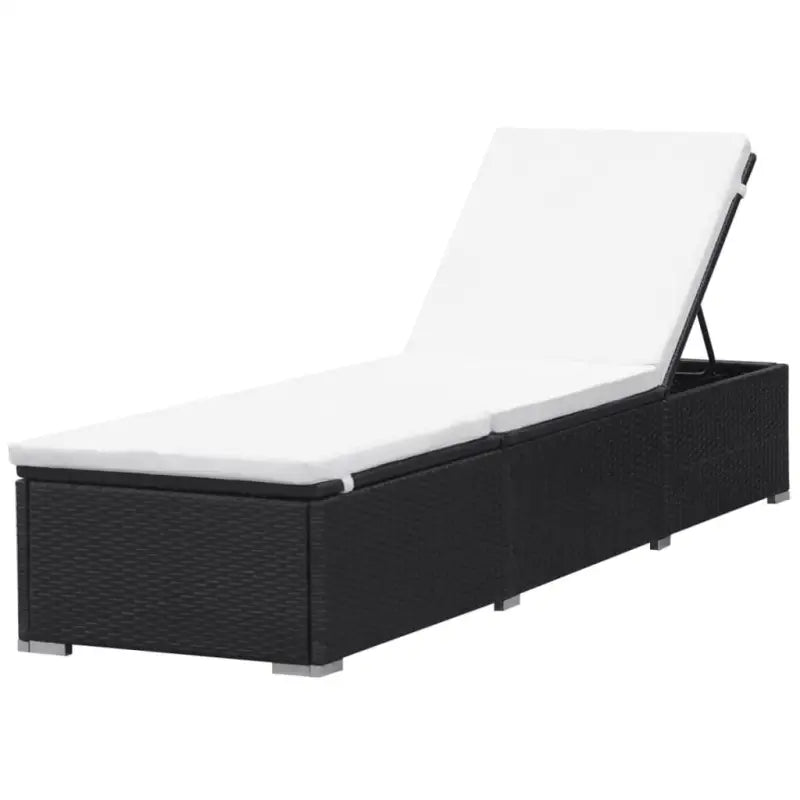 Rieten Ligbed voor Tuin en Terras - Zwart en wit / 1 - Ligstoelen