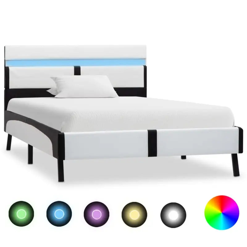 Robuust Bed met multiplex lattenbodem en stalen poten - Wit en zwart / 90 x 200 cm - Bedden & bedframes