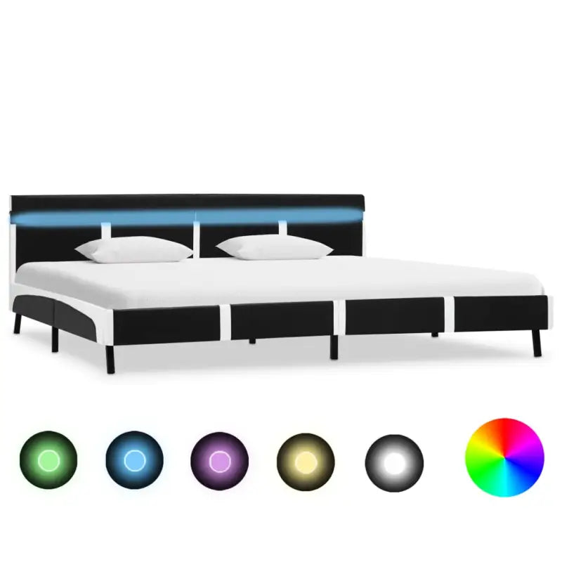Robuust Bed met multiplex lattenbodem en stalen poten - Zwart en wit / 180 x 200 cm - Bedden & bedframes