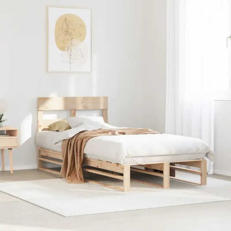 Robuust massief grenenhout bedframe voor een moderne slaapkamer - Naturel / 75 x 190 cm - Bedden & bedframes