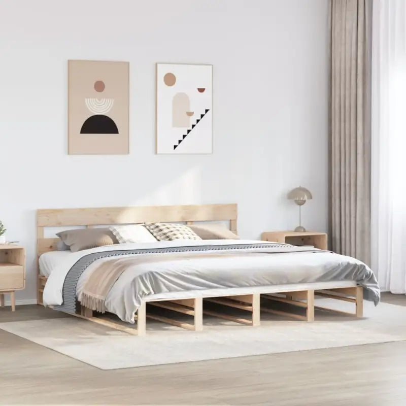 Robuust massief grenenhout bedframe voor een moderne slaapkamer - Naturel / 180 x 200 cm - Bedden & bedframes