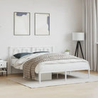 Robuust metalen bedframe met extra opbergruimte en tijdloos design - Wit / 160 x 200 cm / met hoofdbord - Bedden &