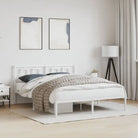 Robuust metalen bedframe met extra opbergruimte en tijdloos design - Wit / 150 x 200 cm / met hoofdbord - Bedden &