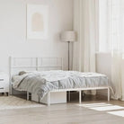Robuust metalen bedframe met extra opbergruimte en tijdloos design - Wit / 140 x 200 cm / met hoofdbord - Bedden &