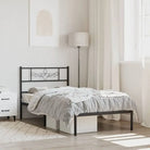 Robuust metalen bedframe met extra opbergruimte en tijdloos design - Zwart / 90 x 190 cm / met hoofdbord - Bedden &