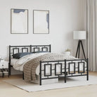 Robuust metalen bedframe met extra opbergruimte en tijdloos design - Zwart / 140 x 190 cm / met hoofdbord & voetbord