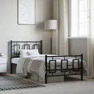 Robuust metalen bedframe met extra opbergruimte en tijdloos design - Zwart / 90 x 200 cm / met hoofdbord & voetbord