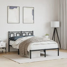 Robuust metalen bedframe met extra opbergruimte en tijdloos design - Zwart / 120 x 190 cm / met hoofdbord - Bedden &