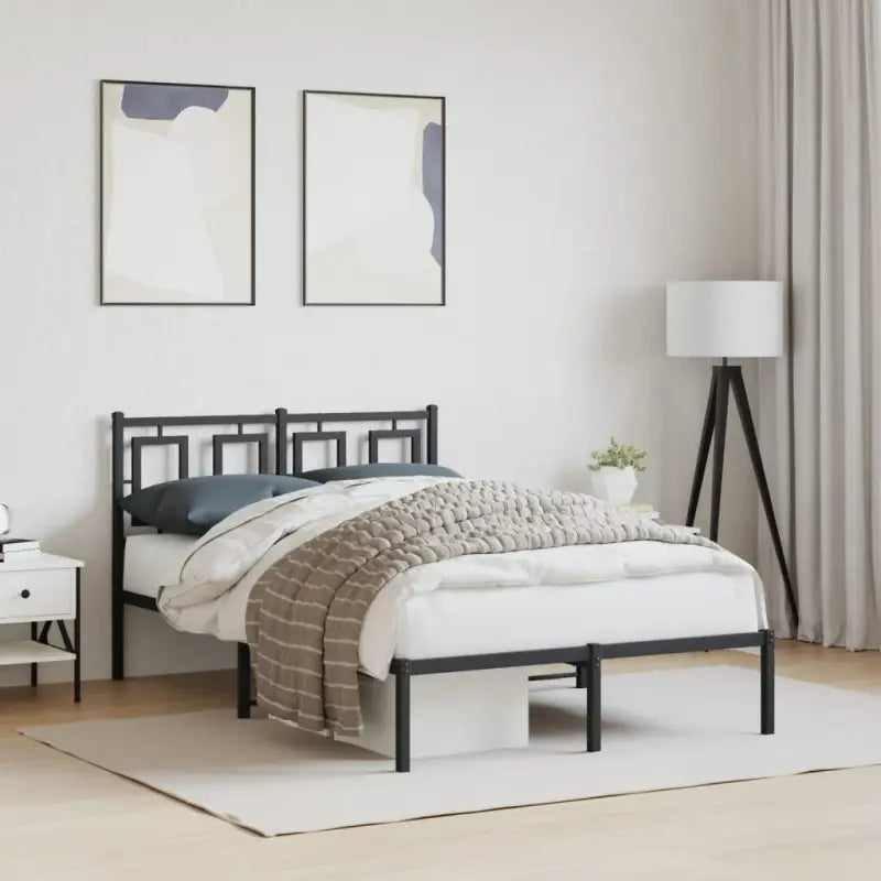 Robuust metalen bedframe met extra opbergruimte en tijdloos design - Zwart / 120 x 190 cm / met hoofdbord - Bedden &